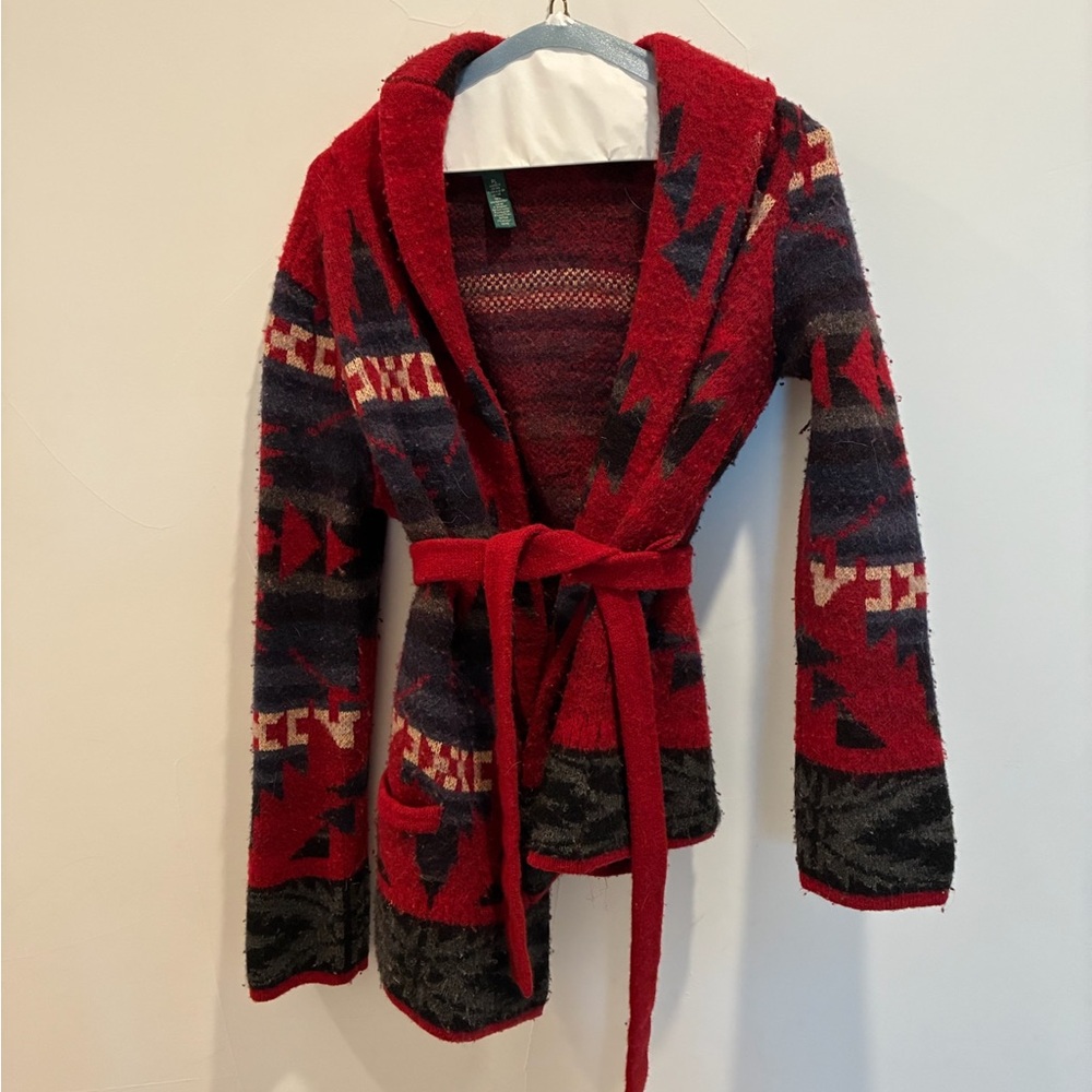 Polo by Ralph Lauren Red and Black Patterned Cardigan